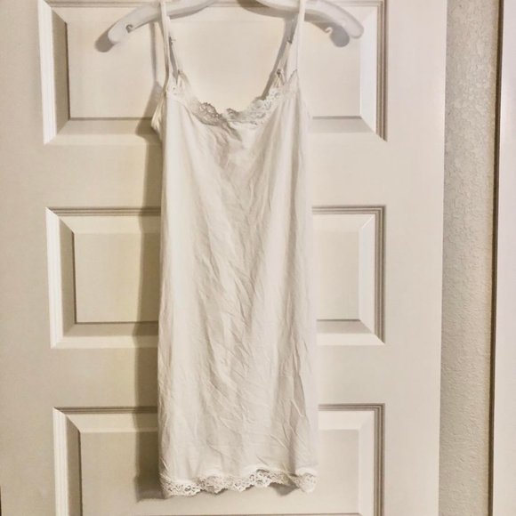 NWT SKIMS Fits Everybody Lace Trim Mini Slip Dress White L - Picture 4 of 6